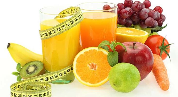 Fructe, legume și sucuri pentru pierderea în greutate în dieta „Favorita. 